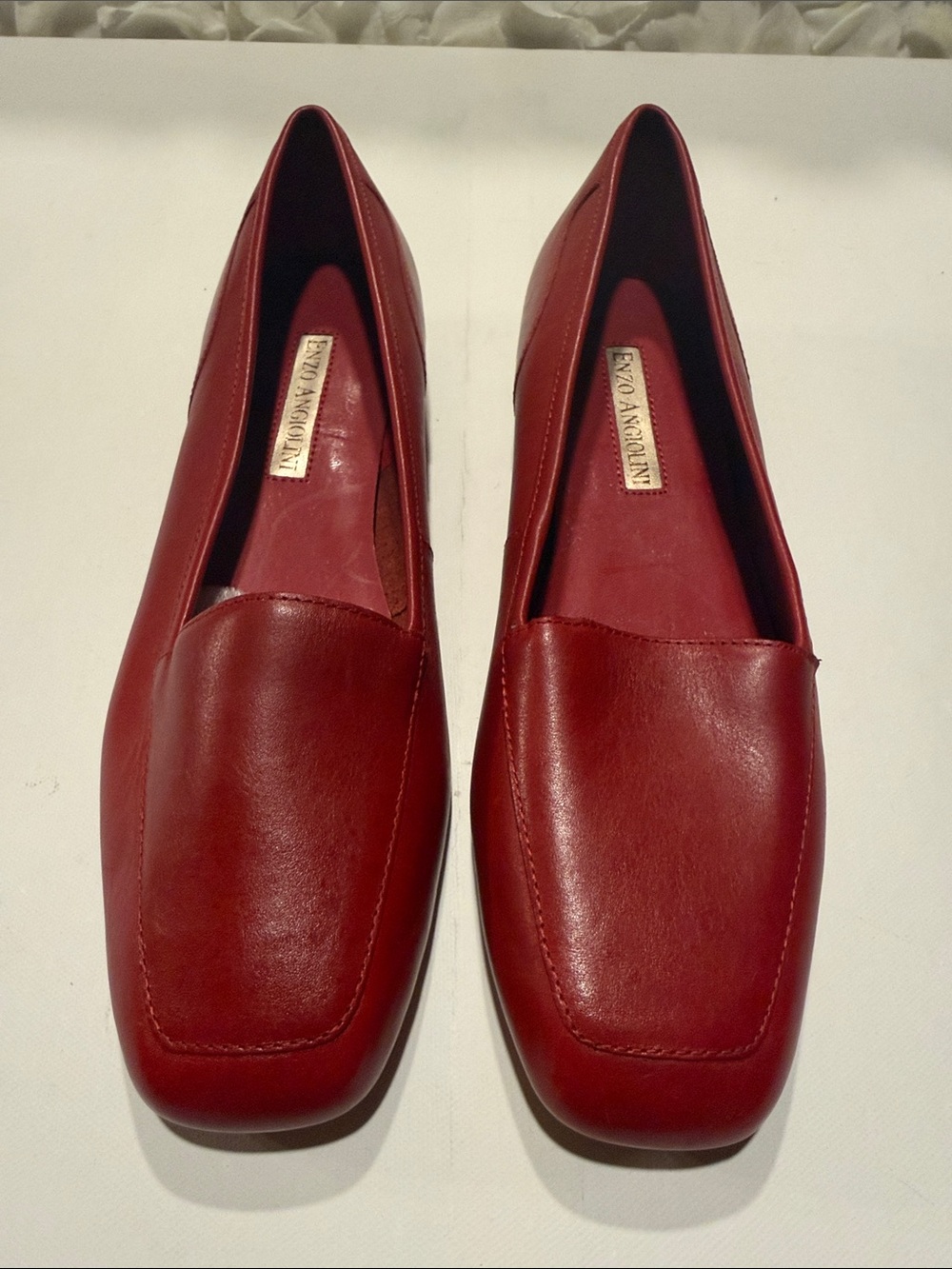 Enzo Angiolini Deep Red Leather Slip-On Loafers